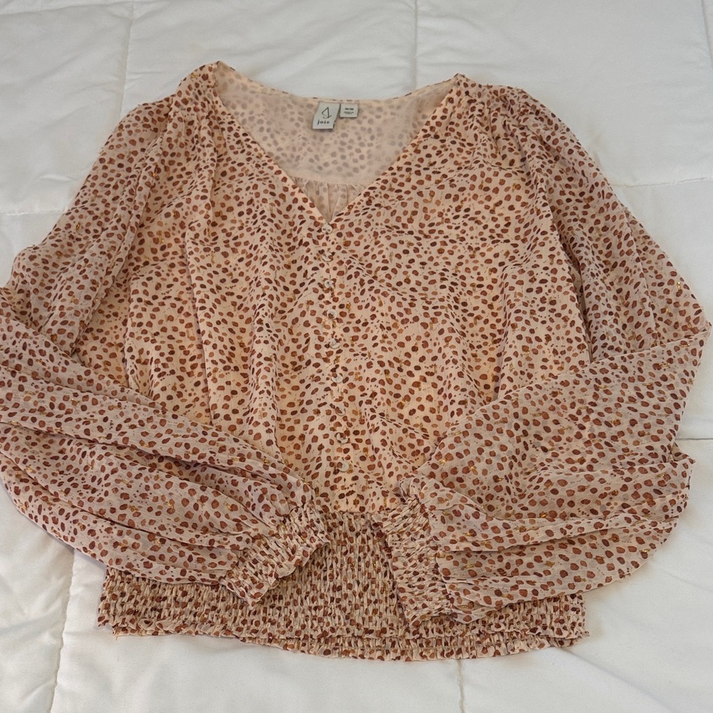 Joie Patterned V-Neck Blouse